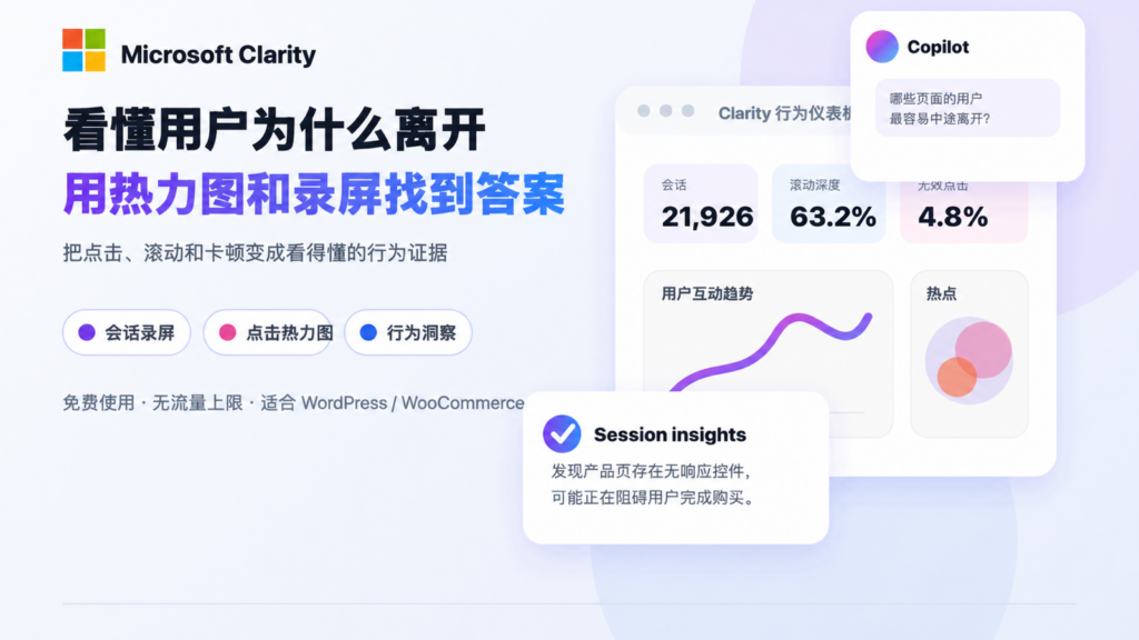Microsoft Clarity 独立站实用指南：用热力图和录屏找到用户离开的原因