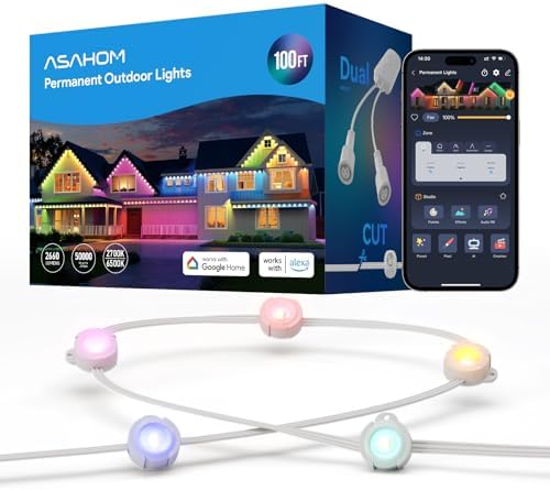 ASAHOM AI Permanent Outdoor Lights 100ft