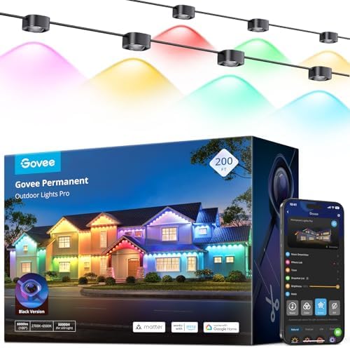 Govee Permanent Outdoor Lights Pro 200ft 黑色 RGBIC