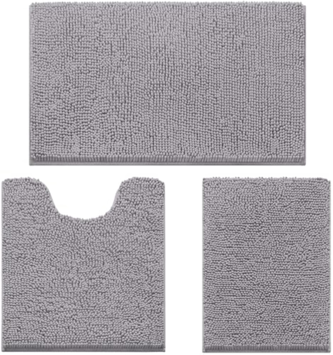 HOMEIDEAS 3 件套灰色浴室 chenille 垫