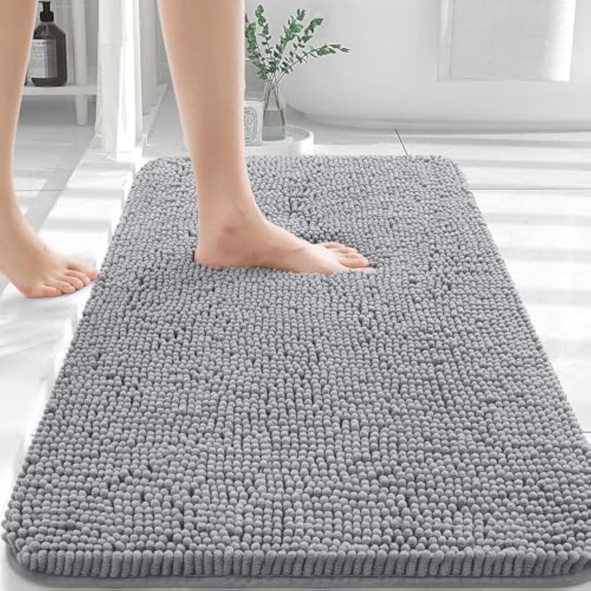 OLANLY 灰色浴室垫 30x20 厚密 microfiber